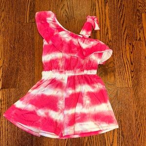 Isobella & Chloe pink white striped tie dye romper - size 8